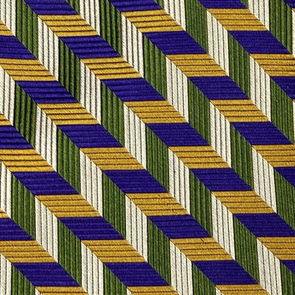 Vintage Garrick Anderson Silk Tie‎ Purple Gold Green Herringbone USA 58x4